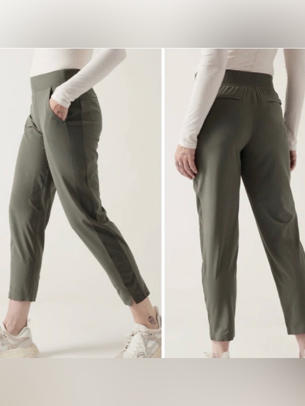 Athleta Olive Green Cropped Tapered Ankle Pants size 16/T NWOT